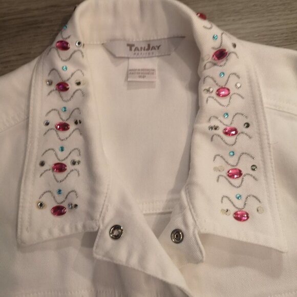 TanJay Ladies Size 16 Petite White Jean 2 Piece Suit - Picture 3 of 10